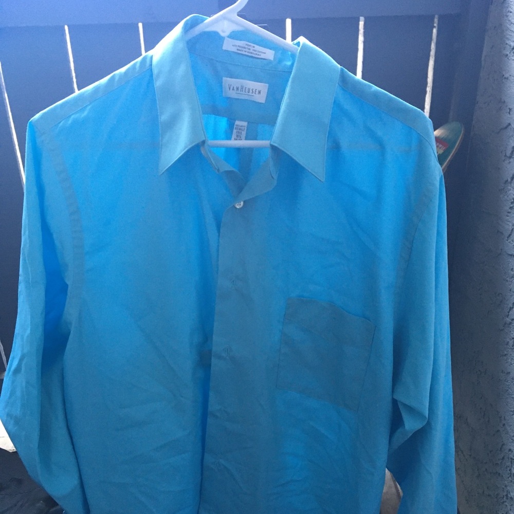 Formal blue button down shirt